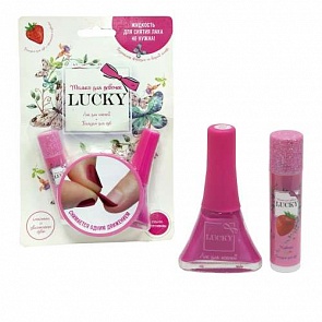 Набор клубничный бальзам для губ + лак фуксия № 133 (Lucky, Т11188)